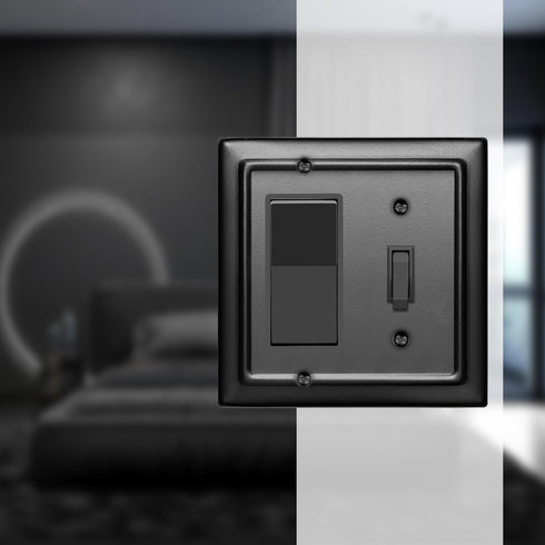 Architectural Combo Toggle / Rocker Light Switch Wall Plate - Black